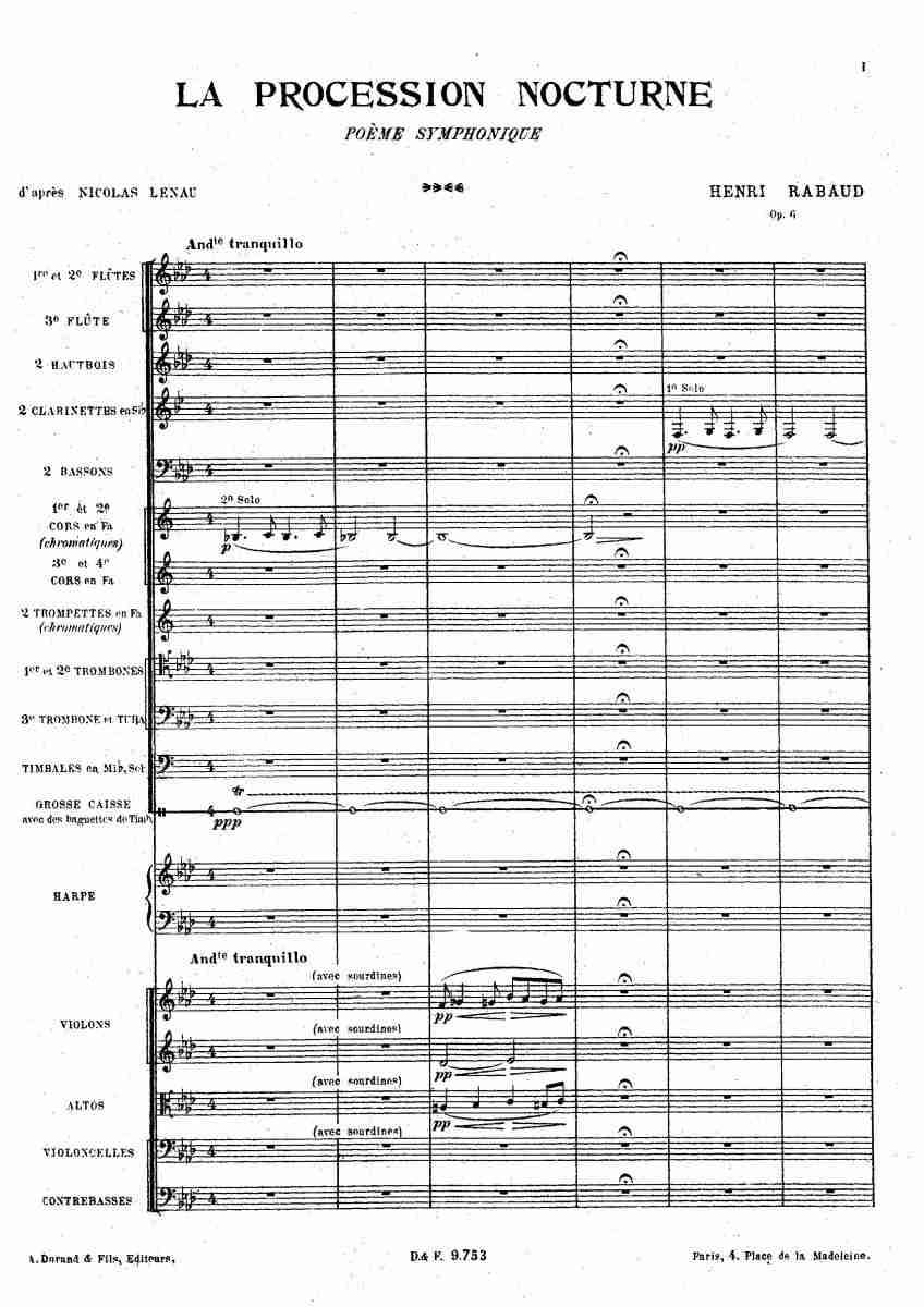 Rabaud, Henri - La procession nocturne, Op.6 - A4 Score